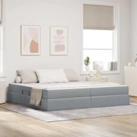 Opbergbed met matras Lichtgrijs 200 x 200 cm Polyester - thumbnail