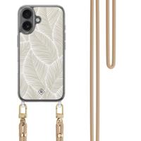 iPhone 17 hoesje met beige koord - Palm leaves beige - thumbnail