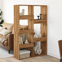 Kamerscherm 100x33x155,5 cm bewerkt hout artisanaal eikenkleur - thumbnail