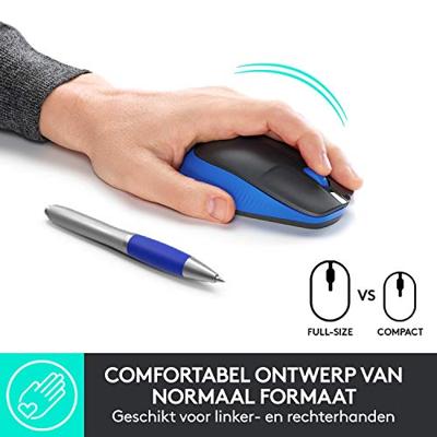 Logitech m190 full-size wireless mouse (blauw, 1000 dpi)
