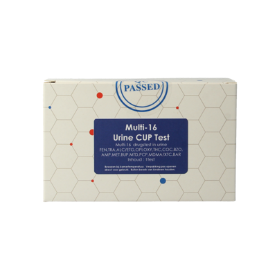 Multi 16 drugstest cup urine 1 Stuks Multi 16 drugstest cup urine 1 Stuks