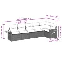 7-delige Loungeset met kussens poly rattan zwart - thumbnail