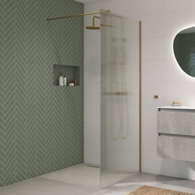 Saqu Modulo inloopdouche incl. antikalk 100x210cm geribbeld glas geborsteld messing