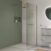 Saqu Modulo inloopdouche incl. antikalk 100x210cm geribbeld glas geborsteld messing - thumbnail