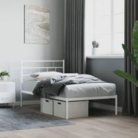 Bedframe met hoofdbord metaal wit 80x200 cm - thumbnail