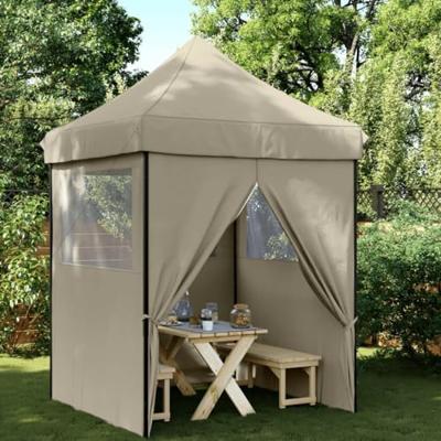 VidaXL Partytent inklapbaar pop-up met 4 zijwanden taupe VidaXL Partytent inklapbaar pop-up met 4 zijwanden taupe