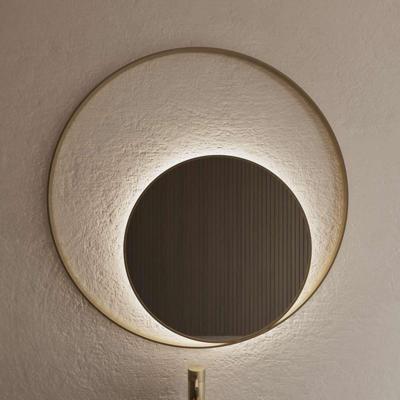 Spiegel Gliss Design Kosmos Mat Goud Rond met Frame en Indirecte LED Verlichting 80 cm