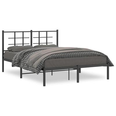 Bedframe met hoofdbord metaal zwart 140x200 cm