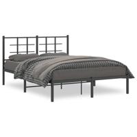 Bedframe met hoofdbord metaal zwart 140x200 cm - thumbnail