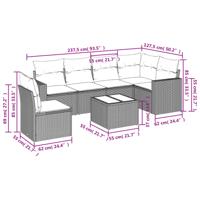 6-delige Loungeset met kussens poly rattan grijs - thumbnail