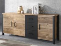 Dressoir OLIANNE 3 deuren 3 lades appenzeller sparren/zwart - thumbnail