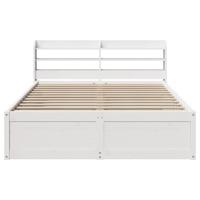 Bedframe met hoofdbord massief grenenhout wit 120x190 cm - thumbnail