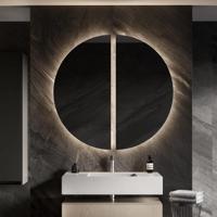 Designspiegel Martens & Meijer Mars 2 Halve Cirkels 120Hx60B cm Incl. Indirecte Verlichting Rondom, Direct Geschakeld - thumbnail