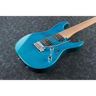Ibanez Prestige Martin Miller Signature MM1-TAB Transparent Aqua Blue elektrische gitaar met koffer - thumbnail