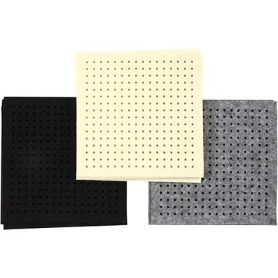 Creativ Company Hobbyvilt met gaten, afm 20x20 cm, dikte 3 mm, zwart, grijs, off-white, 3x4 vel/ 1 doos - thumbnail