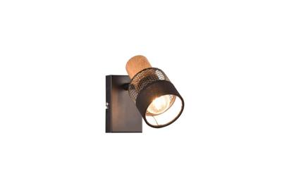 Trio 1-lichts opbouwspotNandini zwart met hout - 811700132