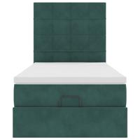 Ottoman bed met matrassen 90x200cm fluweel donkergroen - thumbnail