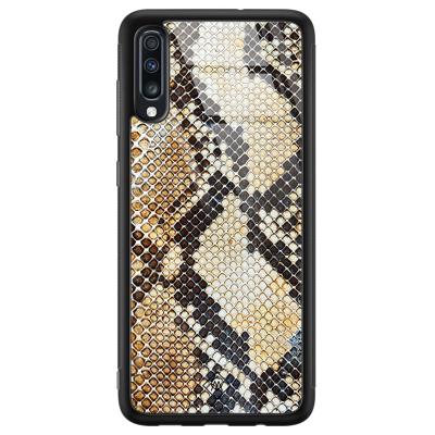 Samsung Galaxy A50 glazen hardcase - Golden snake