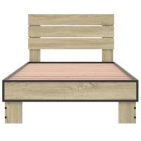 Bedframe bewerkt hout en metaal sonoma eikenkleurig 90x190 cm - thumbnail