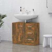 Wastafelkast 63x30x54 cm bewerkt hout gerookt eikenkleurig - thumbnail