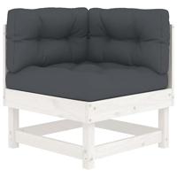 8-delige Loungeset met kussens massief hout wit - thumbnail