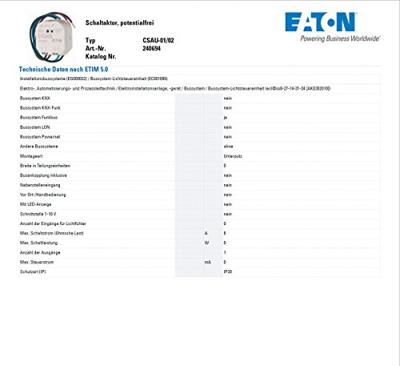CSAU-01/02 Eaton xComfort Schakelactor Schakelvermogen (max.) 1840 W CSAU-01/02 Eaton xComfort Schakelactor Schakelvermogen (max.) 1840 W