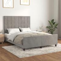 Bedframe zonder matras 140x200 cm fluweel lichtgrijs - thumbnail