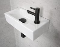 Fonteinset Glans Wit Wiesbaden Color Mat Zwart (kraangat rechts) - thumbnail