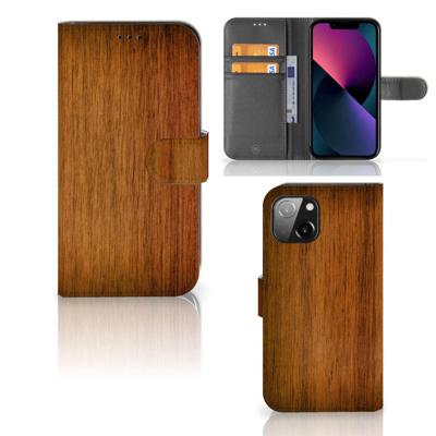 Apple iPhone 13 | Book Style Case | Donker Hout Apple iPhone 13 | Book Style Case | Donker Hout