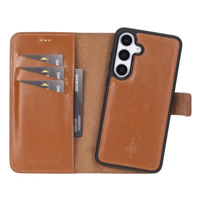 NorthLife Samsung Galaxy S25 Plus - Leren Afneembare 2-in-1 bookcase telefoonhoes - Cognac