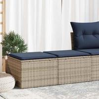 2-delige Loungeset met kussens poly rattan acacia grijs - thumbnail