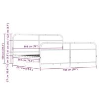 Bedframe zonder matras metaal sonoma eikenkleurig 193x203 cm - thumbnail