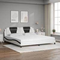 Bed met matras kunstleer wit en zwart 200x200 cm - thumbnail