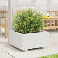 VidaXL Plantenbak 50x50x26,5 cm massief grenenhout wit - thumbnail