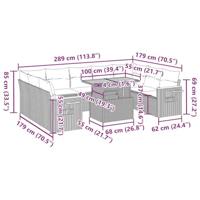10-delige Loungeset met kussens poly rattan acacia grijs - thumbnail