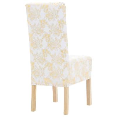 VidaXL Stoelhoezen 6 st recht stretch wit met gouden opdruk VidaXL Stoelhoezen 6 st recht stretch wit met gouden opdruk