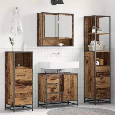 Badkamermeubelset 4 pcs Oud hout 65 x 33 x 60 cm Bewerkt hout
