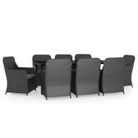 9-delige Tuinset met kussens zwart - thumbnail