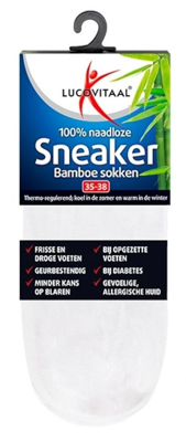 Lucovitaal Sneaker Bamboesokken Wit Maat 35-38 Lucovitaal Sneaker Bamboesokken Wit Maat 35-38