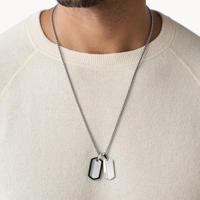 Fossil JF03996040 Ketting Vintage Casual staal zilverkleurig-zwart 61 cm - thumbnail