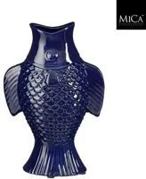 Mica Decorations vaas vis 19x9.5x26cm blauw - thumbnail