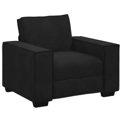 3-delige Loungeset met kussens fluweel zwart - thumbnail