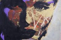 Schilderij - Vrouw in de schaduw (op canvas geprint olieverf schilderij), 2 maten , Multikleur , Premium print, abstracte afbeelding, woon- en slaapkamer - thumbnail