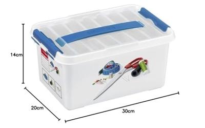 Sunware Q-line naaibox 6 liter met inzet wit/transp/blauw
