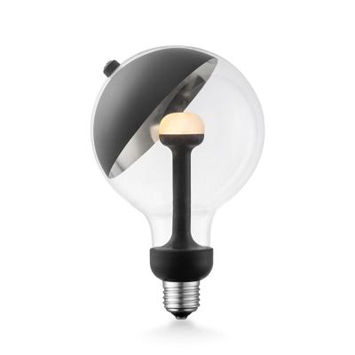 Design LED Lichtbron Move Me - Zwart/Zilver - G120 Sphere LED lamp - 12/12/18.6cm - Met verstelbare diffuser via magneet - geschikt voor E27 fitting - Dimbaar - 5W 400lm 2700K - warm wit licht
