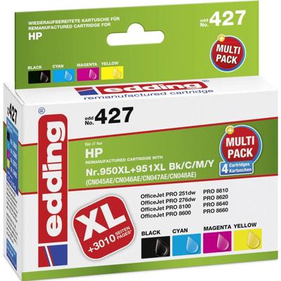 Edding Inktcartridge vervangt HP 950, 950XL, 951, 951XL Compatibel Combipack Zwart, Cyaan, Magenta, Geel 18-427 Edding Inktcartridge vervangt HP 950, 950XL, 951, 951XL Compatibel Combipack Zwart, Cyaan, Magenta, Geel 18-427