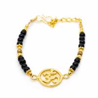 Edelsteen Armband Zwarte Onyx met OHM (20 cm) - thumbnail