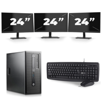 HP ProDesk 600 G1 Tower - Intel Core i5-4e Generatie - 8GB RAM - 256GB SSD - Windows 10 + 3x 24 inch Monitor - thumbnail