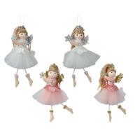 Decoris Kersthanger engel polyester 8x8x17cm - thumbnail