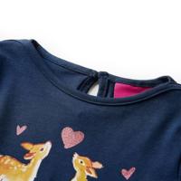 Kindershirt met lange mouwen hertenprint 92 marineblauw - thumbnail